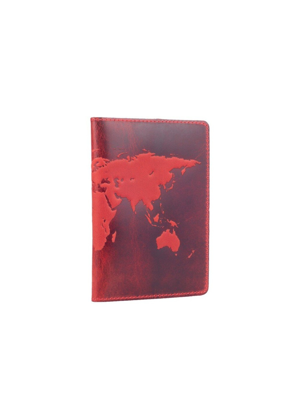 Обкладинка для паспорта зі шкіри HiArt PC-01 Shabby Red Berry World Map Червоний Hi Art (268371566)
