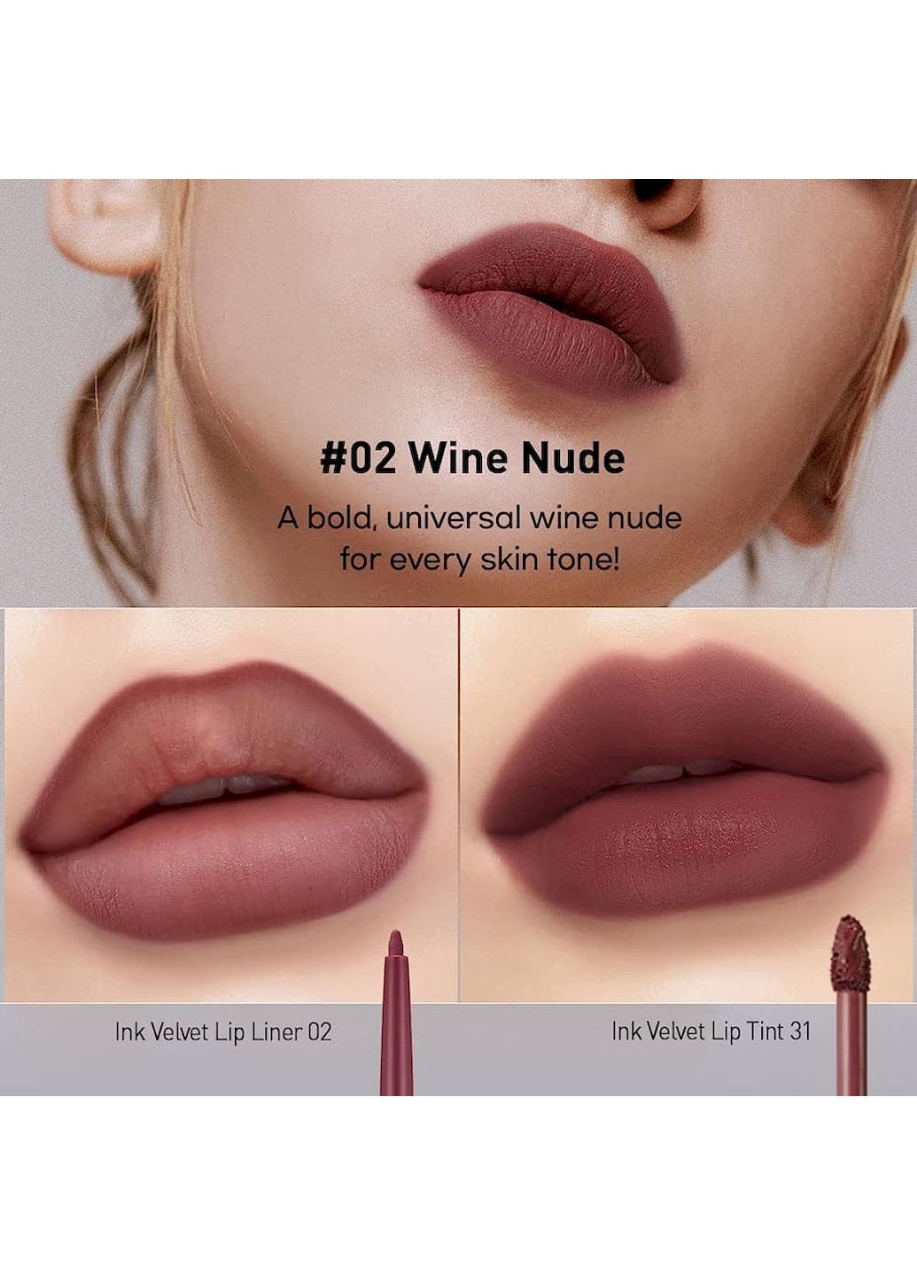Матовий олівець для губ INK VELVET LIP LINE відтінок #002 Wine Nude Peripera (269804255)