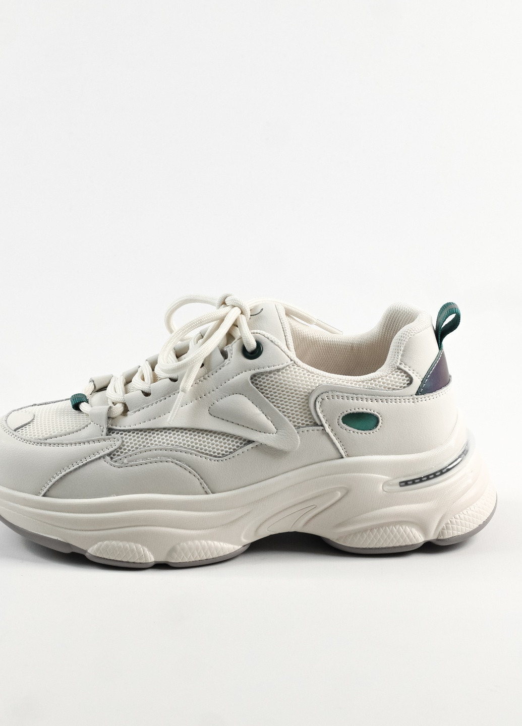 Белые всесезонные кроссовки весенние бело-зеленые Lonza