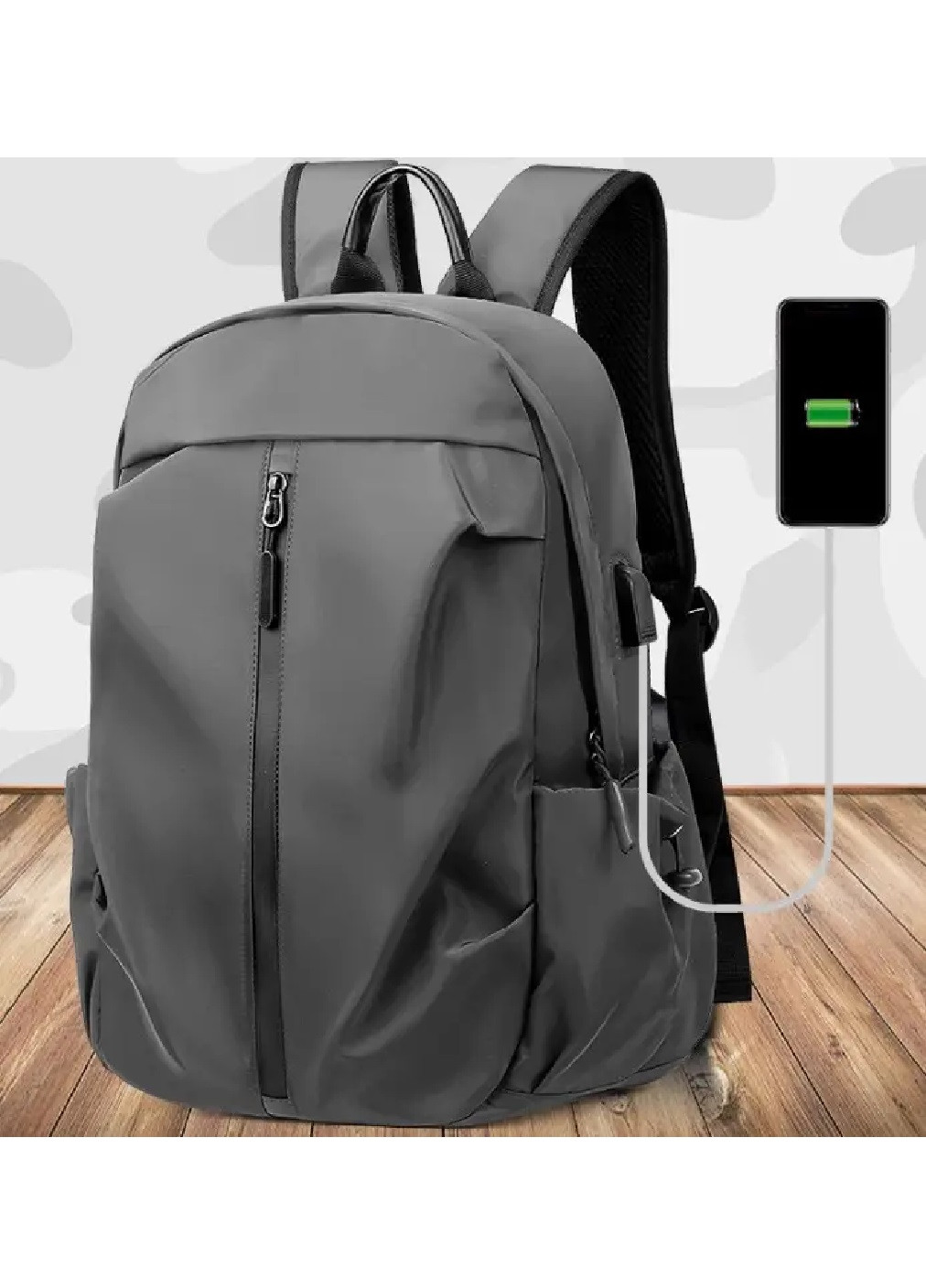 Рюкзак міський спортивний компактний на кожен день з USB виходом 45х30х15 см об'єм 20 л (475241-Prob) Сірий Unbranded (263678372)
