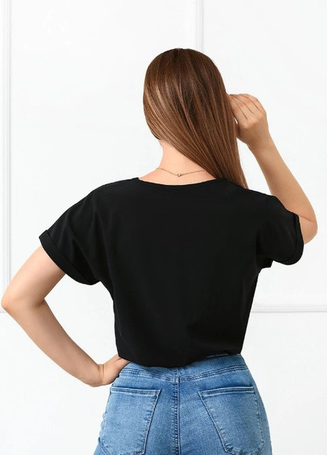 Чорна літня блузка-футболка Fashion Girl Moment