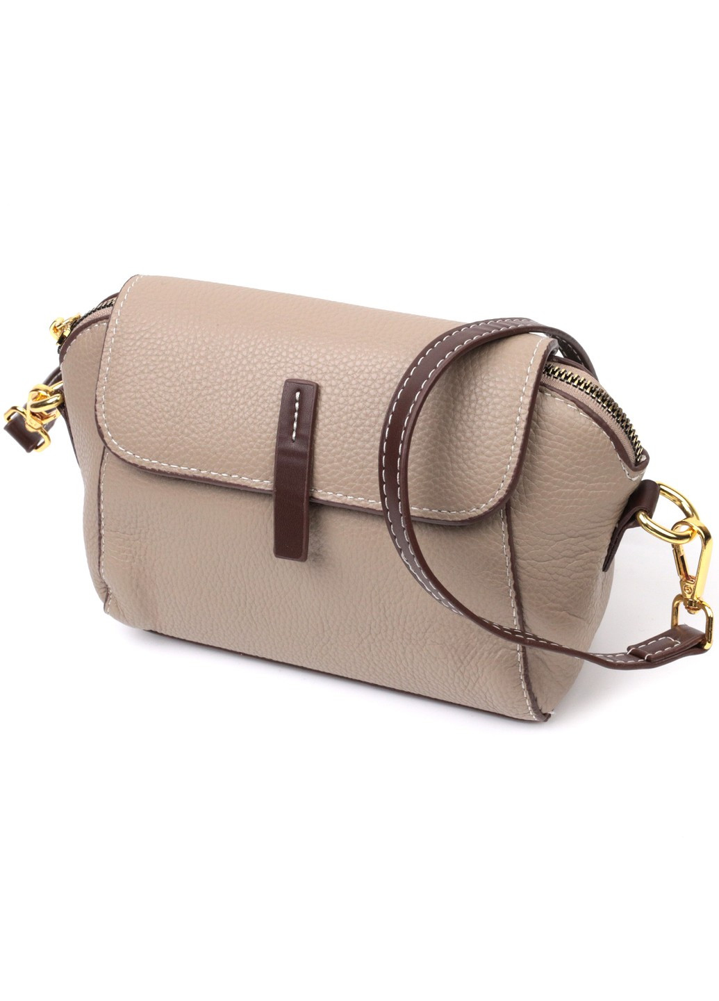 Стильна жіноча компактна сумка з натуральної шкіри 22267 Бежева Vintage (276457657)