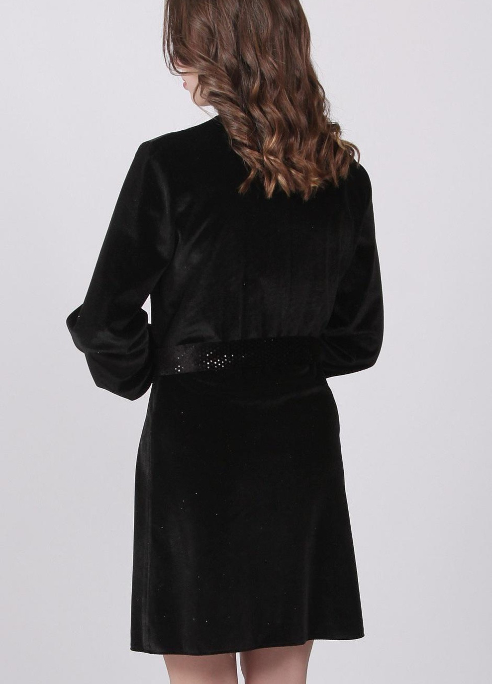 Чорна сукня жіноча 126 однотонний велюр чорна Актуаль