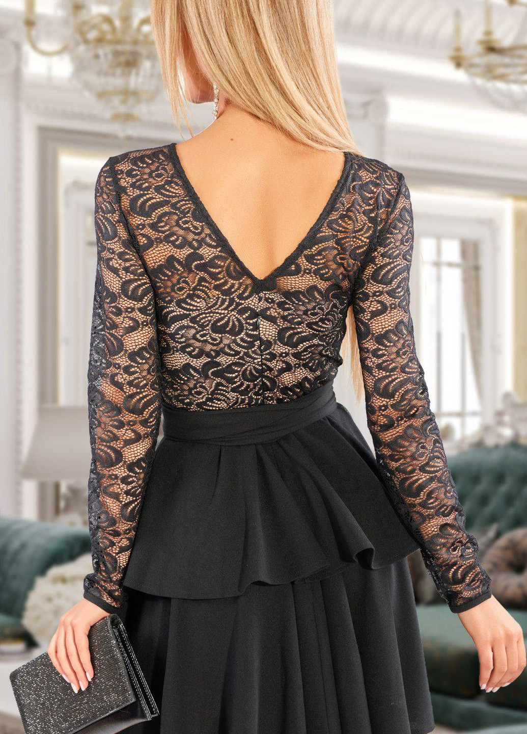 Черное сукнi норма комбінована сукня з гіпюром (ут000050285) Lemanta