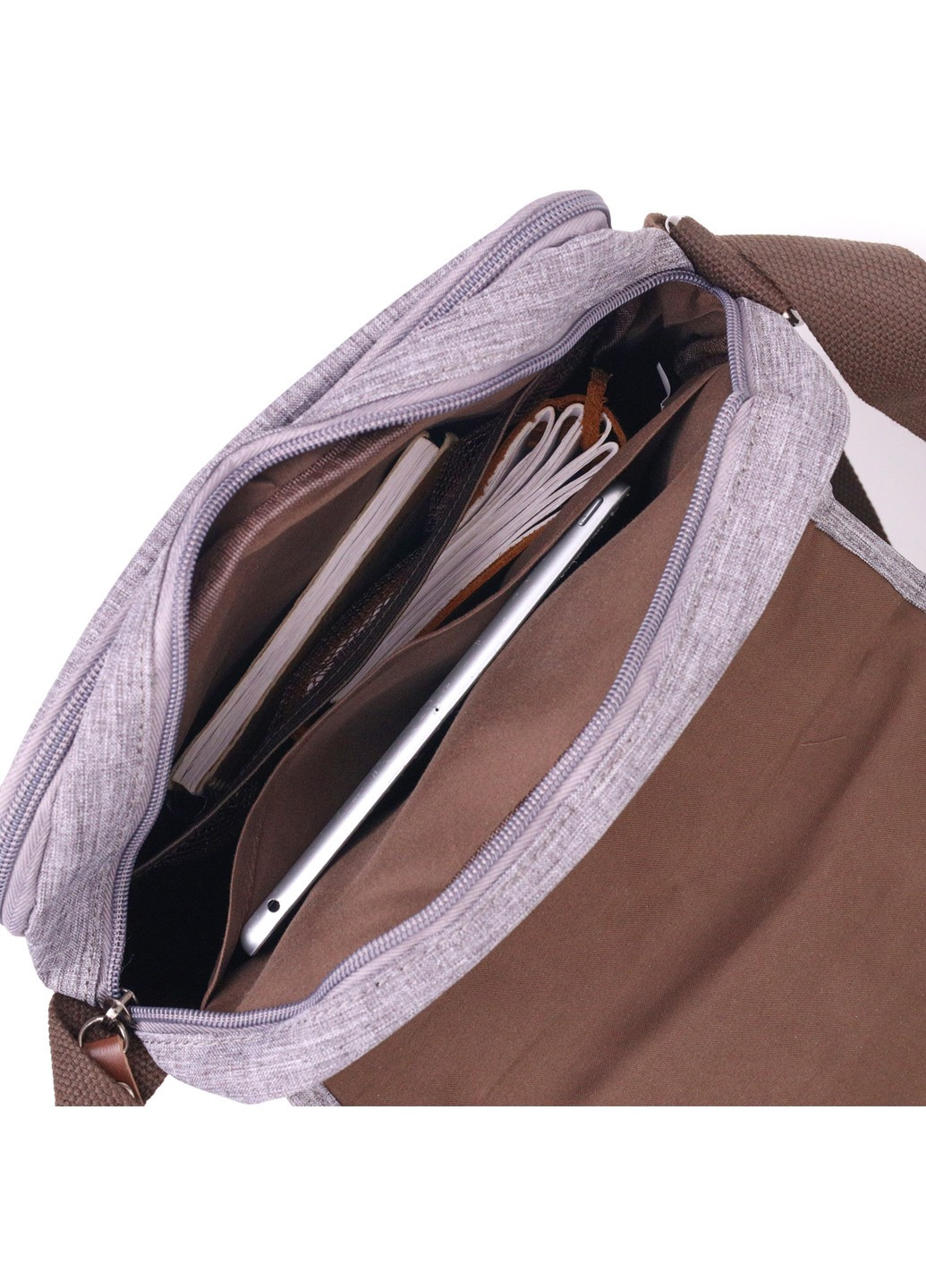 Чоловіча сумка через плече з текстилю 21263 Сіра Vintage (258267902)