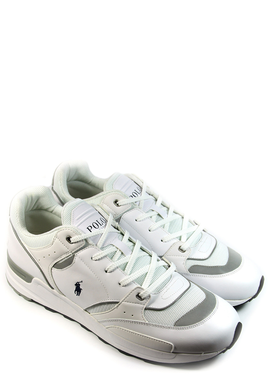 Белые демисезонные мужские кроссовки ralph lauren trackstr 200-sk-ltl Polo
