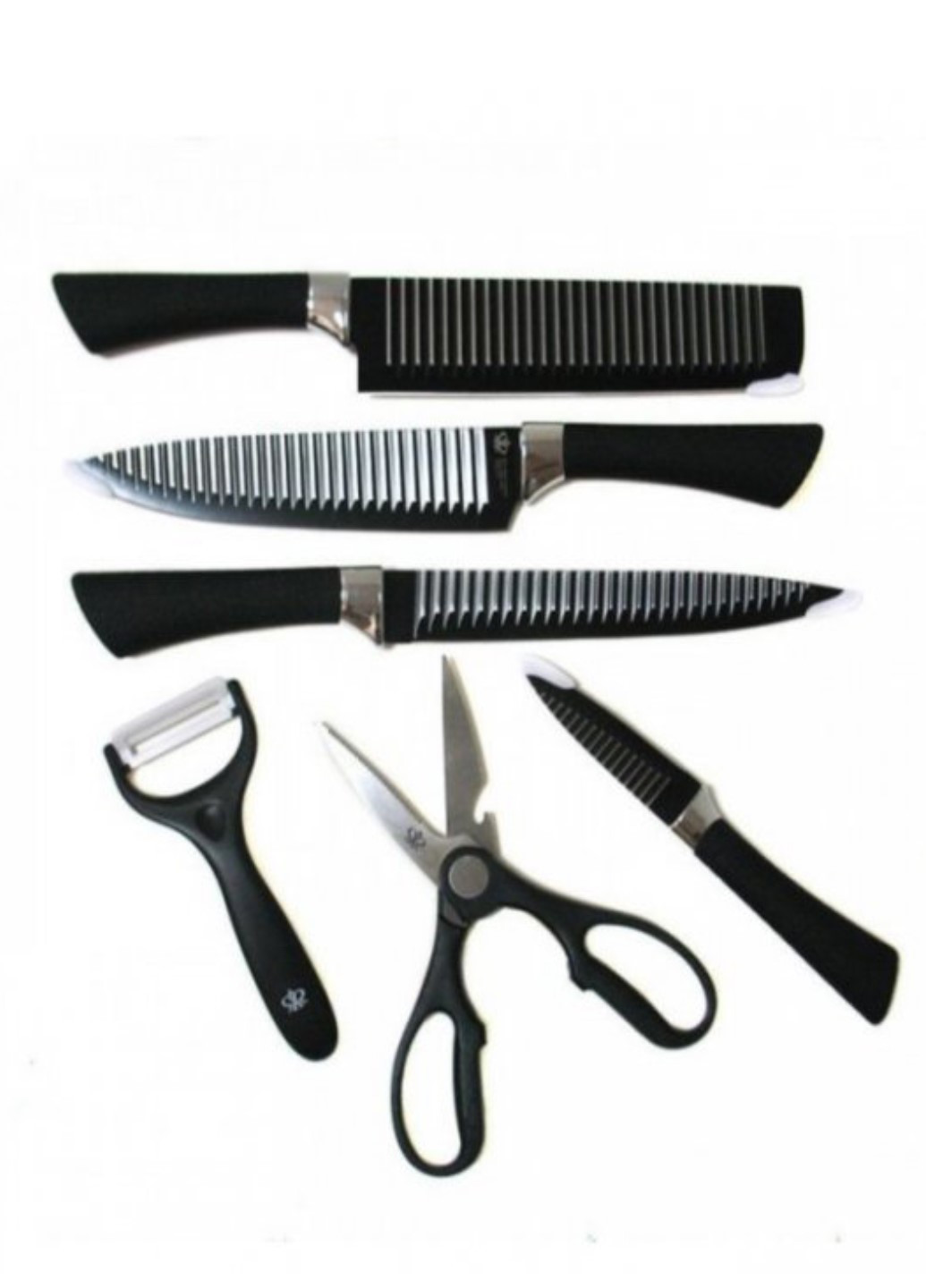 Набір кухонних ножів із сталі 6 предметів King-B0011 Genuine чорний, пластик, нержавіюча сталь