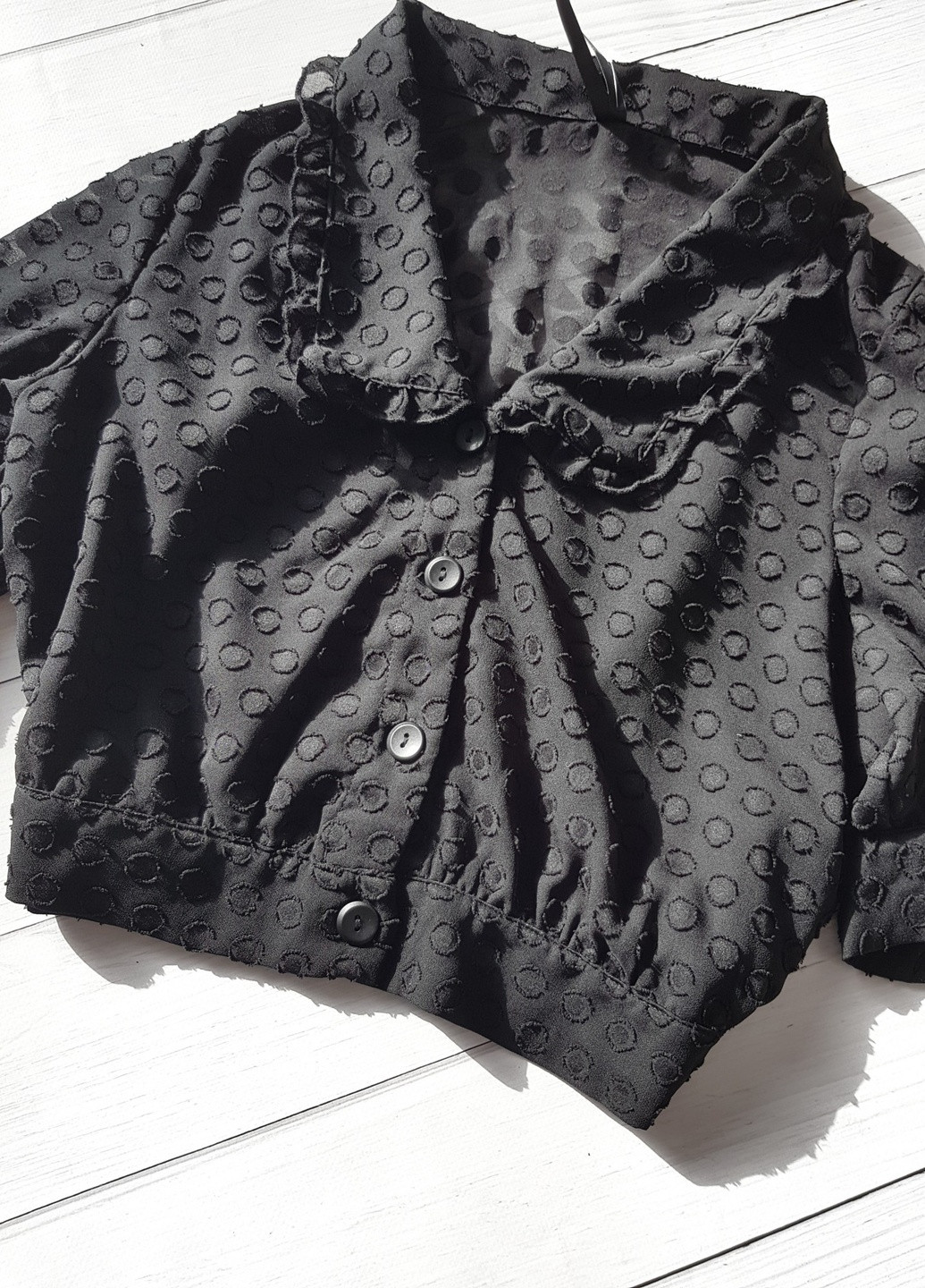 Топ-блуза на гудзиках з комірцем ELLI WHITE Чорна No Brand (258763371)
