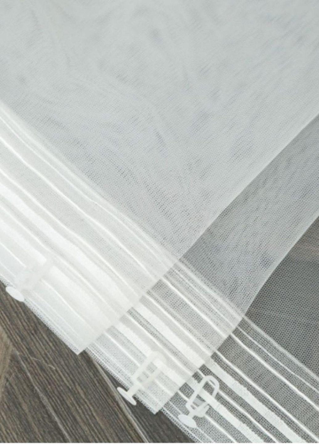 Готовий тюль, ширина 400 см, висота 200 см, малюнок смужками білий з бежевим та коричневим No Brand (260062020)
