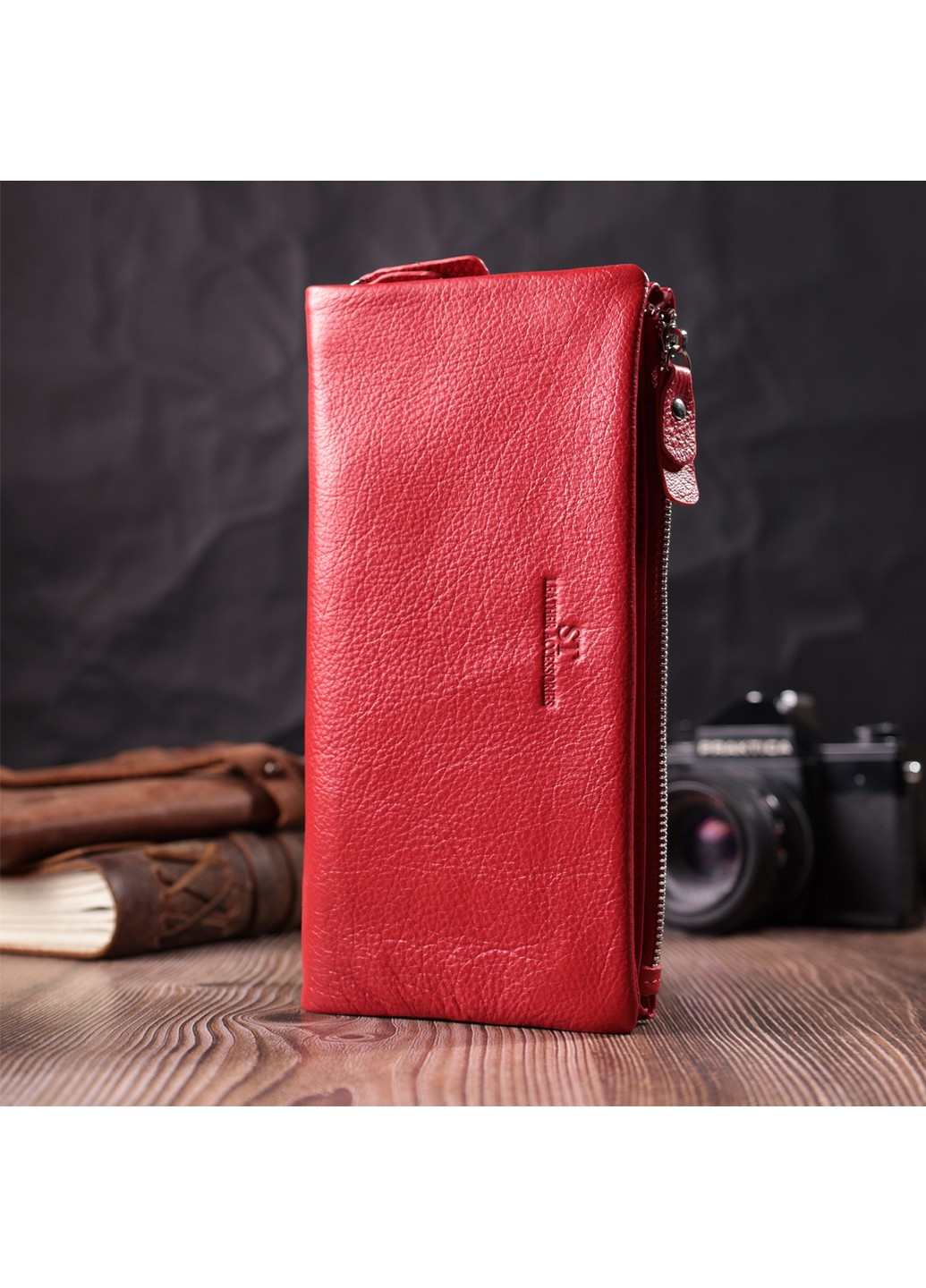 Кошелек-клатч для женщин с двумя молниями из натуральной кожи 22526 Красный st leather (277980510)