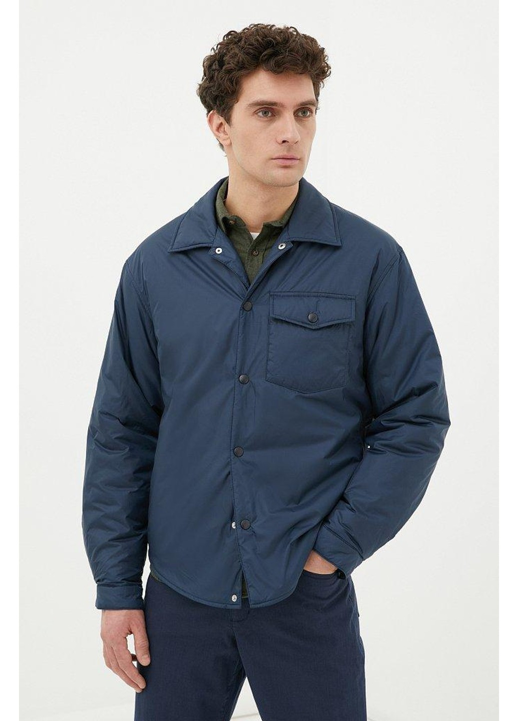 Синя демісезонна куртка-сорочка fab21082-101 Finn Flare