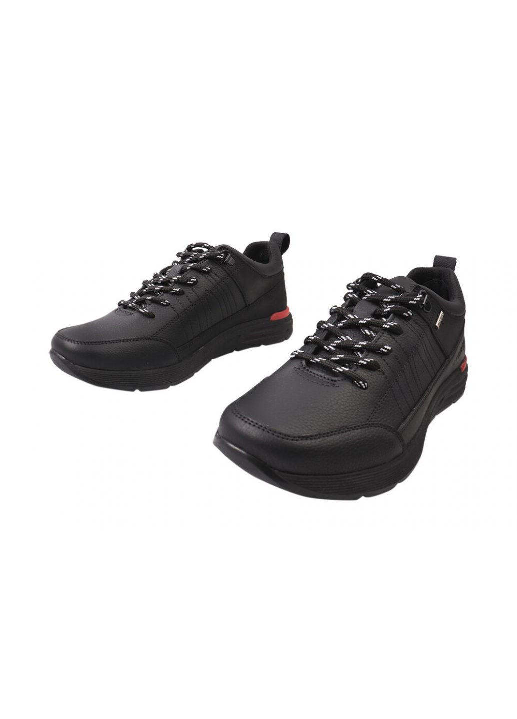 Черные кроссовки мужские из натуральной кожи, на низком ходу, на шнуровке, черные, украина Brave 185-21/22DTS