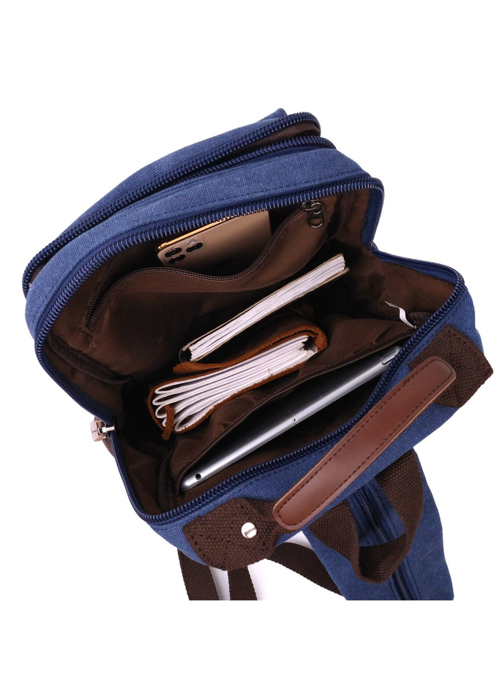 Легкий текстильный рюкзак с уплотненной спинкой и отделением для планшета 22169 Синий Vintage (267948766)