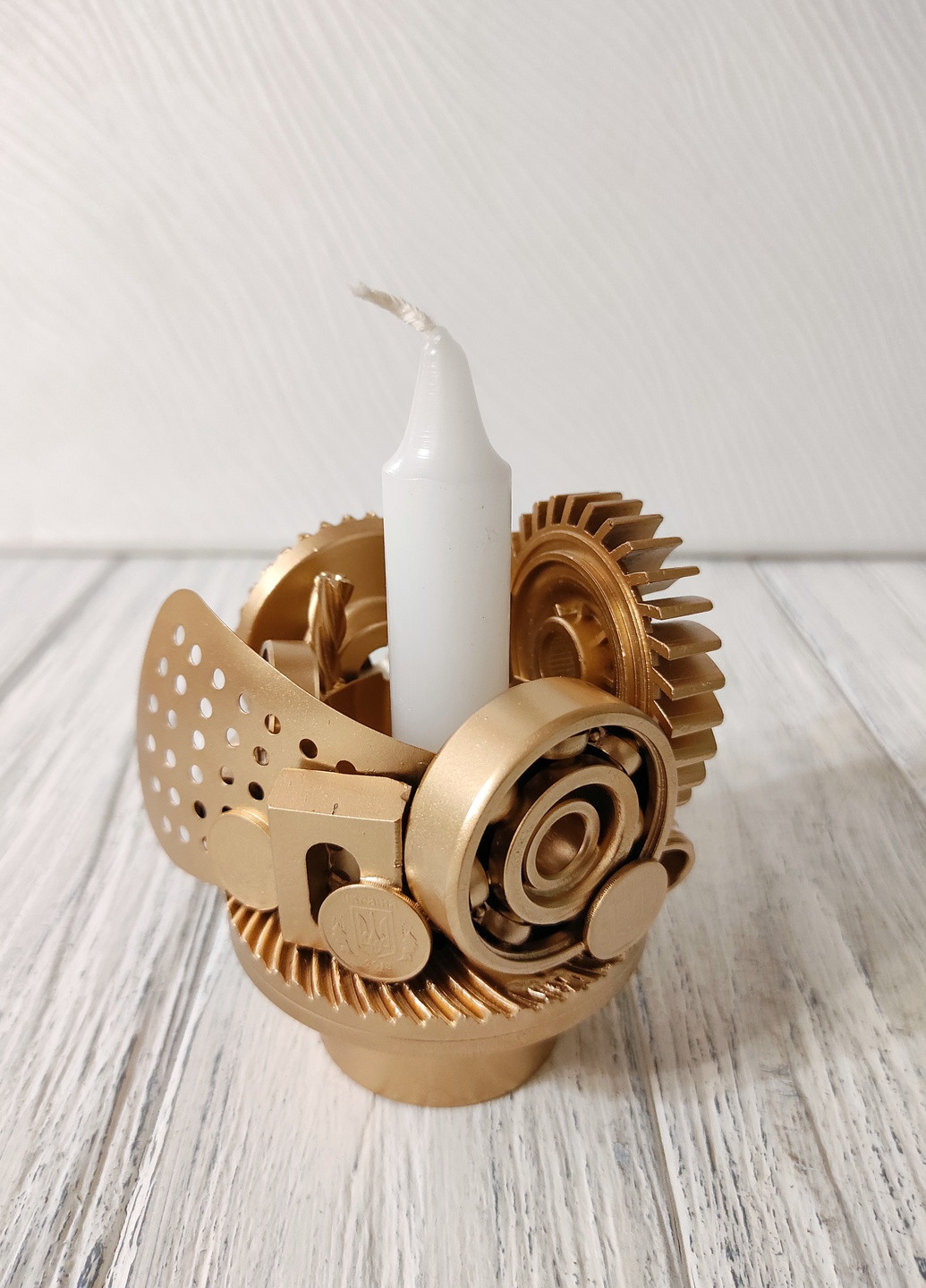 Сувенир подсвечник стимпанк из металла с золотым напылением ручная работа хенд мейд подарок SuvenirPodarokZP 29 (257989600)