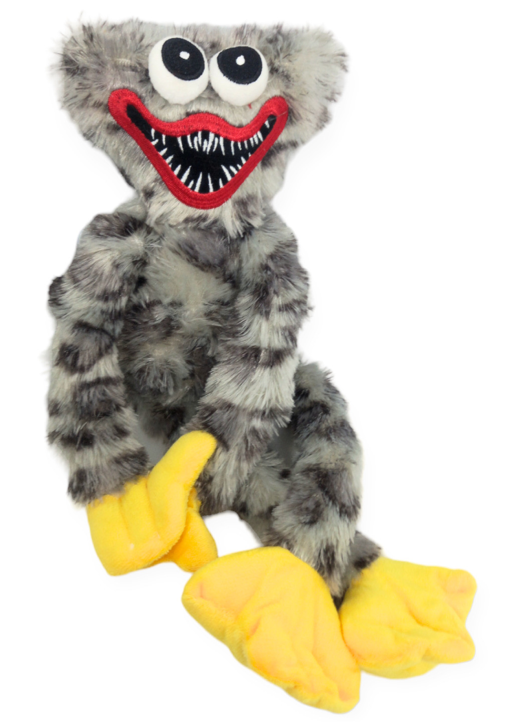 Хагі Вагі м'яка іграшка плюш 40 см із липучками на руках леопардовий сірий Huggy Wuggy Poppy Playtime No Brand (266702606)
