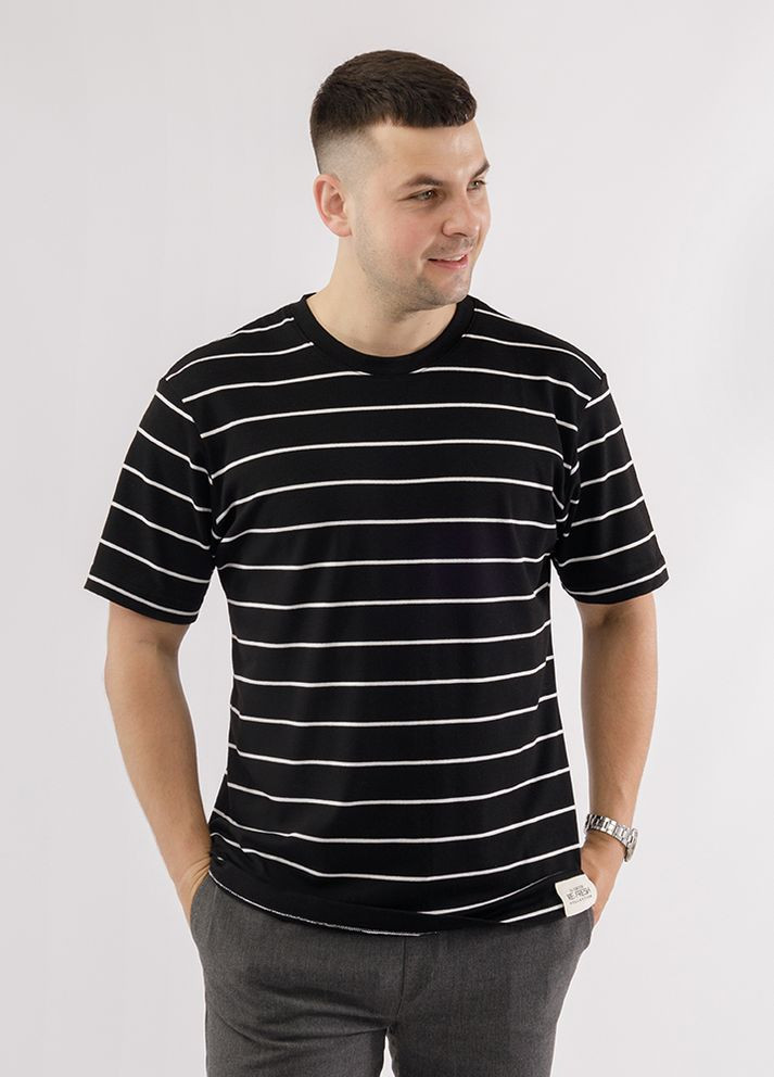 Черная футболка мужская короткий рукав цвет черный цб-00227217 Figo