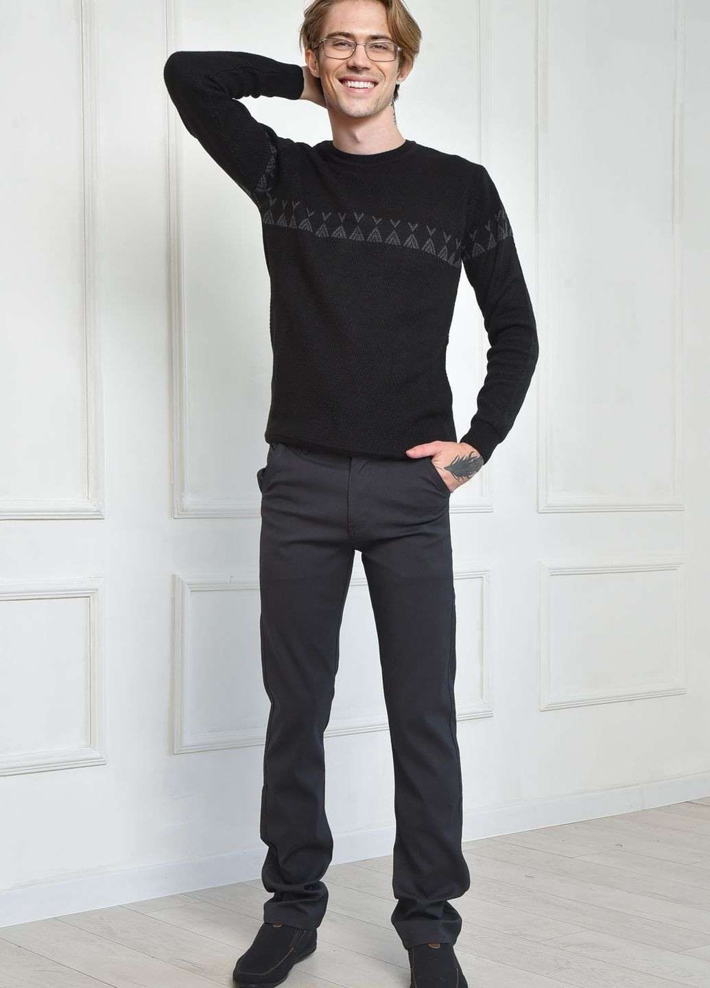 Штани чоловічі чорного кольору розмір 29 Let's Shop (277151380)