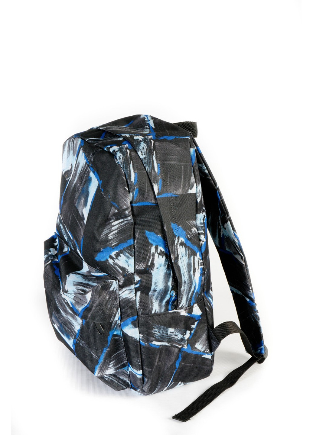 Большой темно серый женский рюкзак с ярким абстрактным принтом голубого цвета No Brand (258653607)