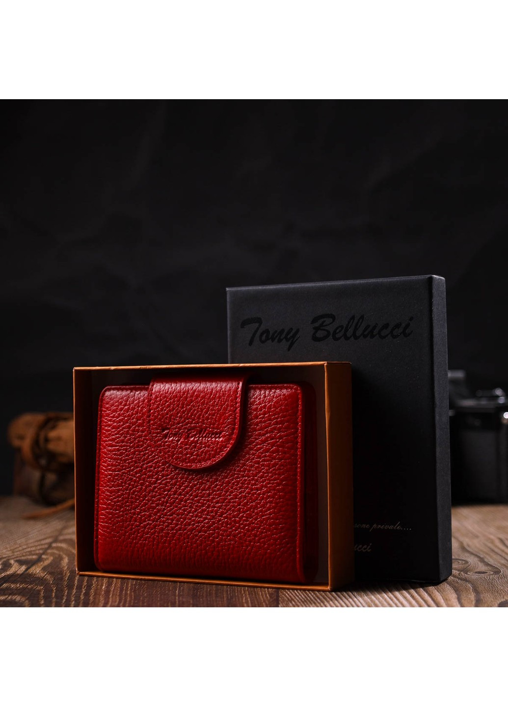 Оригінальний жіночий гаманець з натуральної шкіри 22017 Червоний Tony Bellucci (262158052)