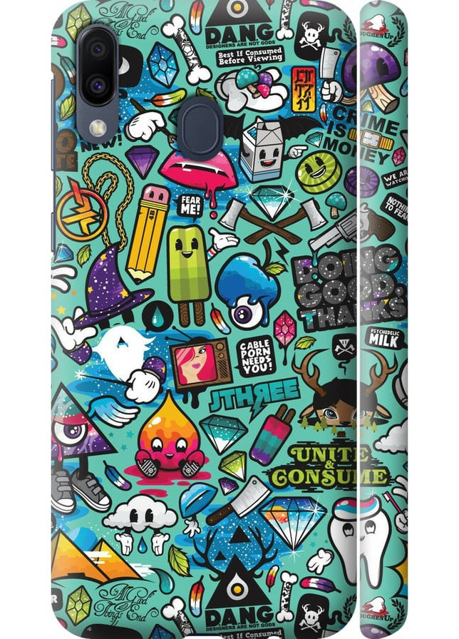 3D пластиковий матовий чохол 'Стікер бомбінг 1' для Endorphone Samsung Galaxy M20 (257905639)