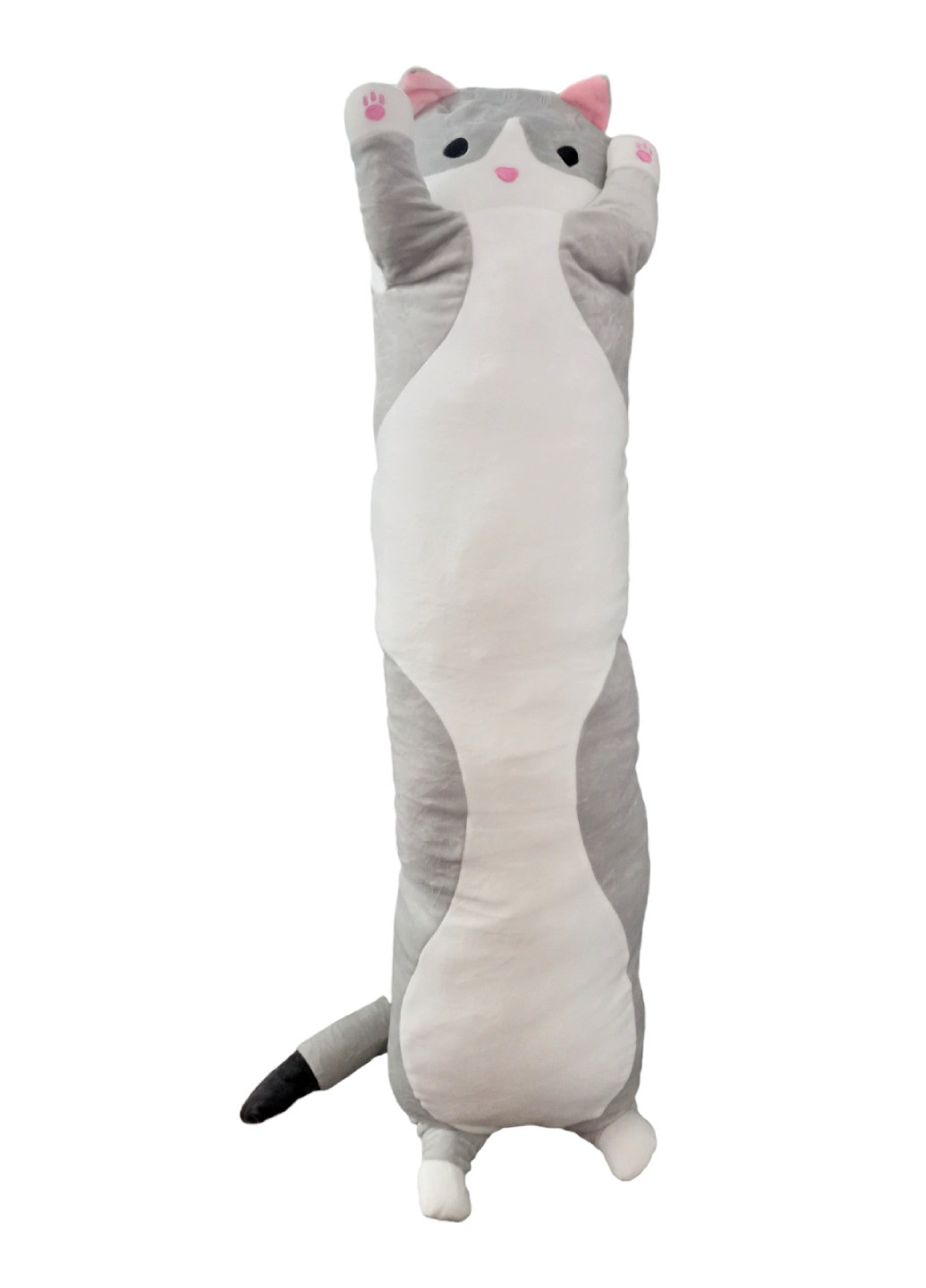 Кот батон огромный мягкая игрушка антистресс подушка плюшевый котик обнимашка 110 см серый No Brand (264078168)