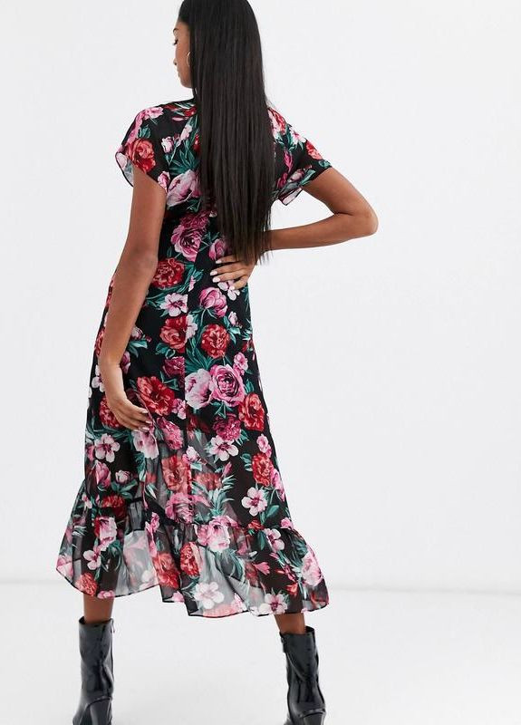 Комбінована мідіплаття з принтом троянд Stradivarius з квітковим принтом