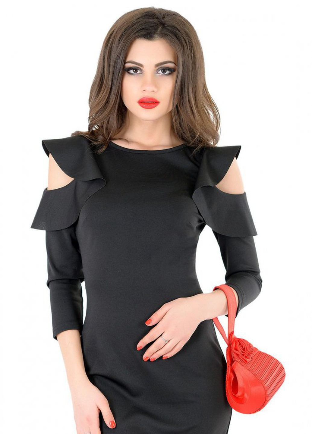 Черное сукнi норма сукня з рукавом оборкою (ут000035887) Lemanta