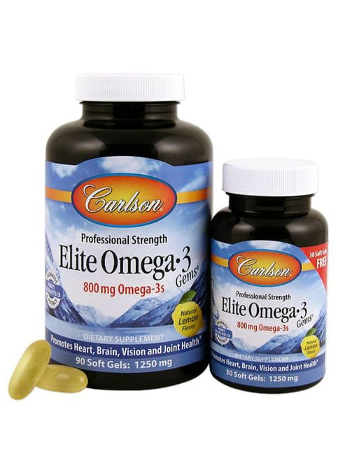 Elite Omega-3 Gems 800 mg 90 + 30 Soft Gels Carlson Labs (260478958)