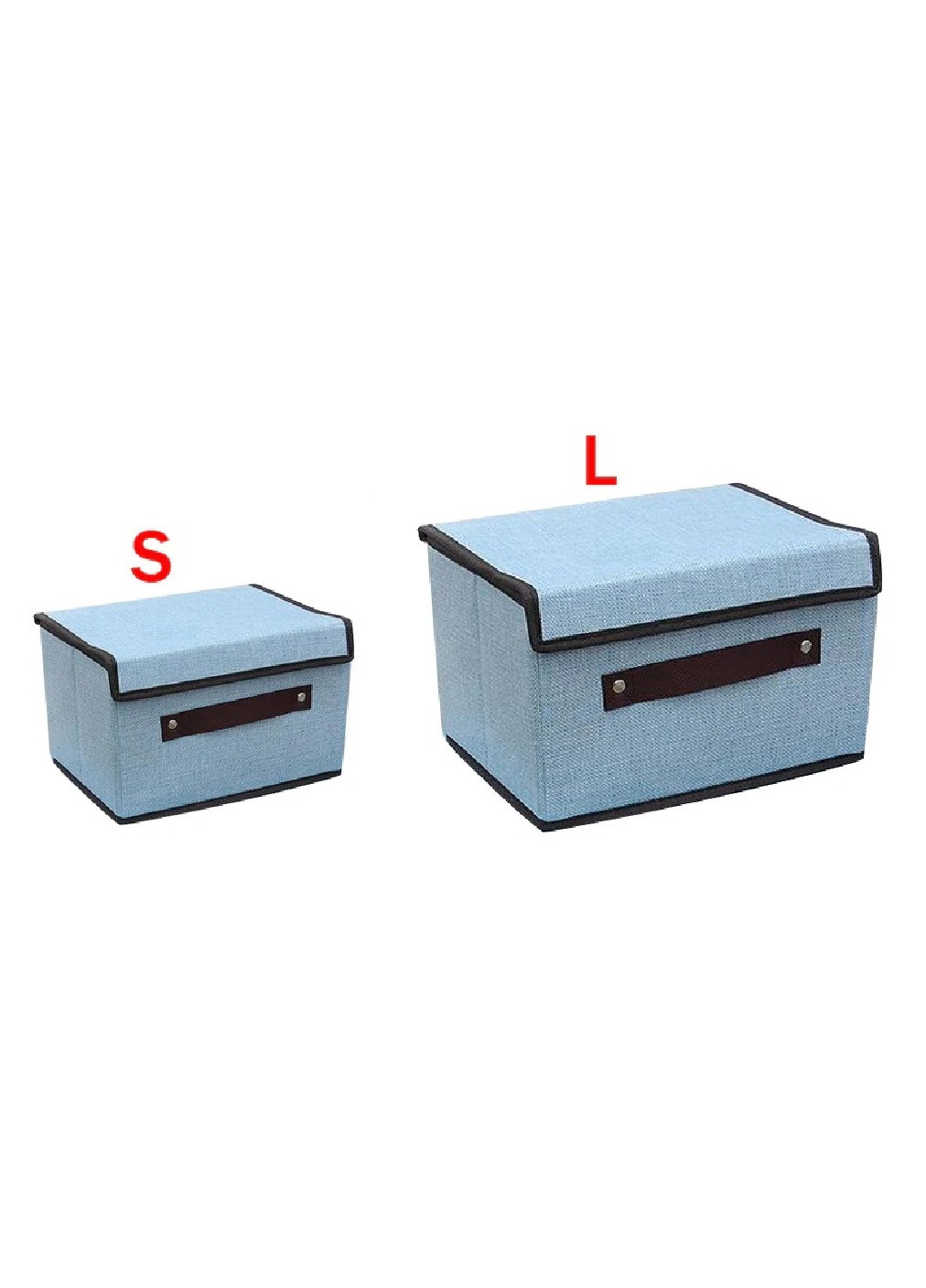 Набор органайзеров ящик бокс короб для хранения вещей одежды белья игрушек с крышкой на липучке (474608-Prob) Голубой Unbranded (259109596)