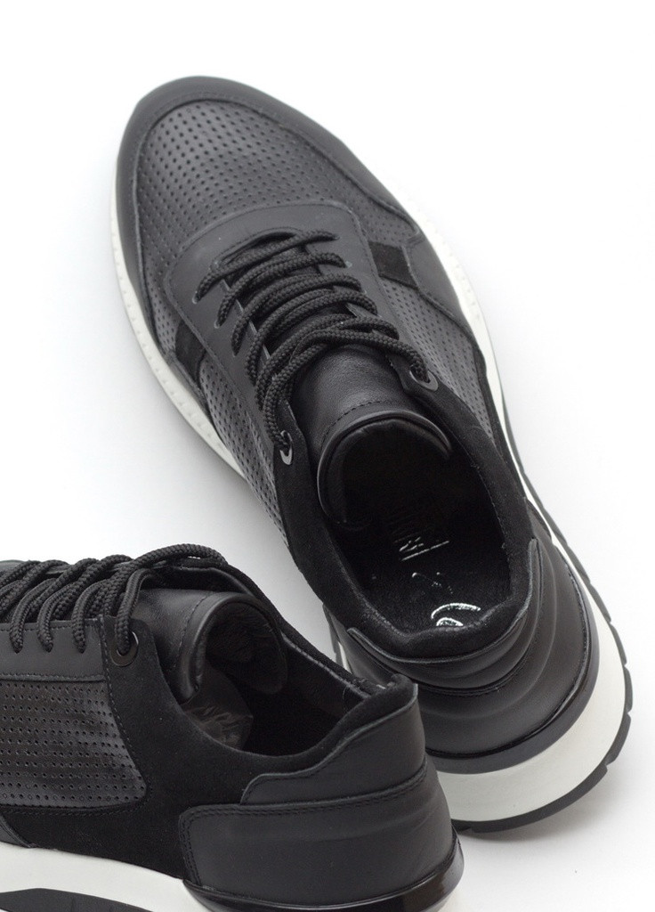 Черные демисезонные кроссовки мужские из натуральной кожи Zlett 6141