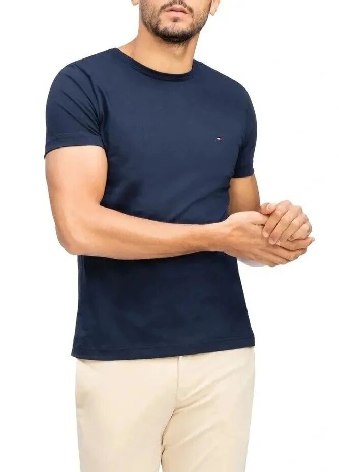 Темно-синяя футболка мужская с коротким рукавом Tommy Hilfiger Essential Cotton Tee Dark Blue