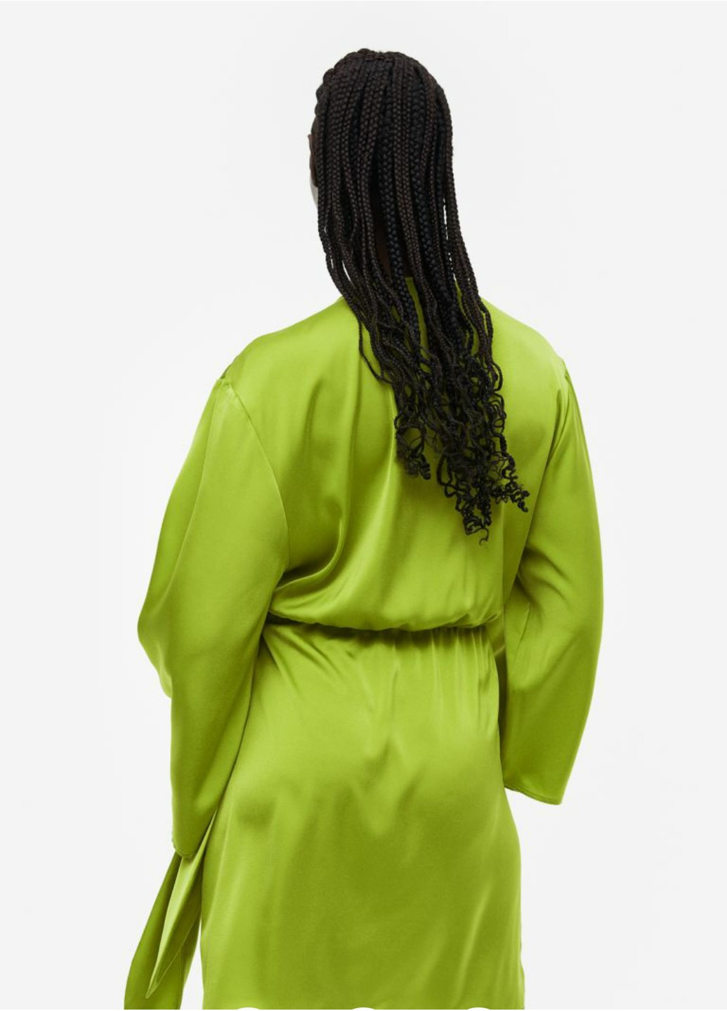 Зелена коктейльна жіноча атласна сукня з довгими рукавами (55612) 34 зелена H&M