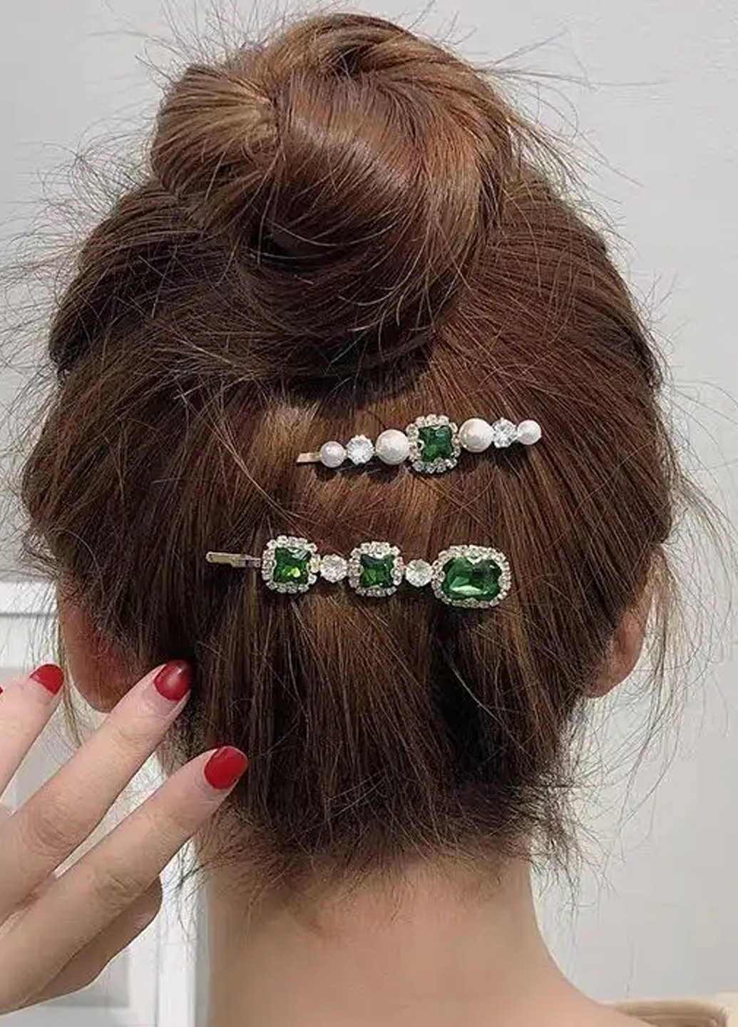 Набор заколок для волос "Лунное сияние", зеленый, 5 шт Анна Ясеницька (259445021)
