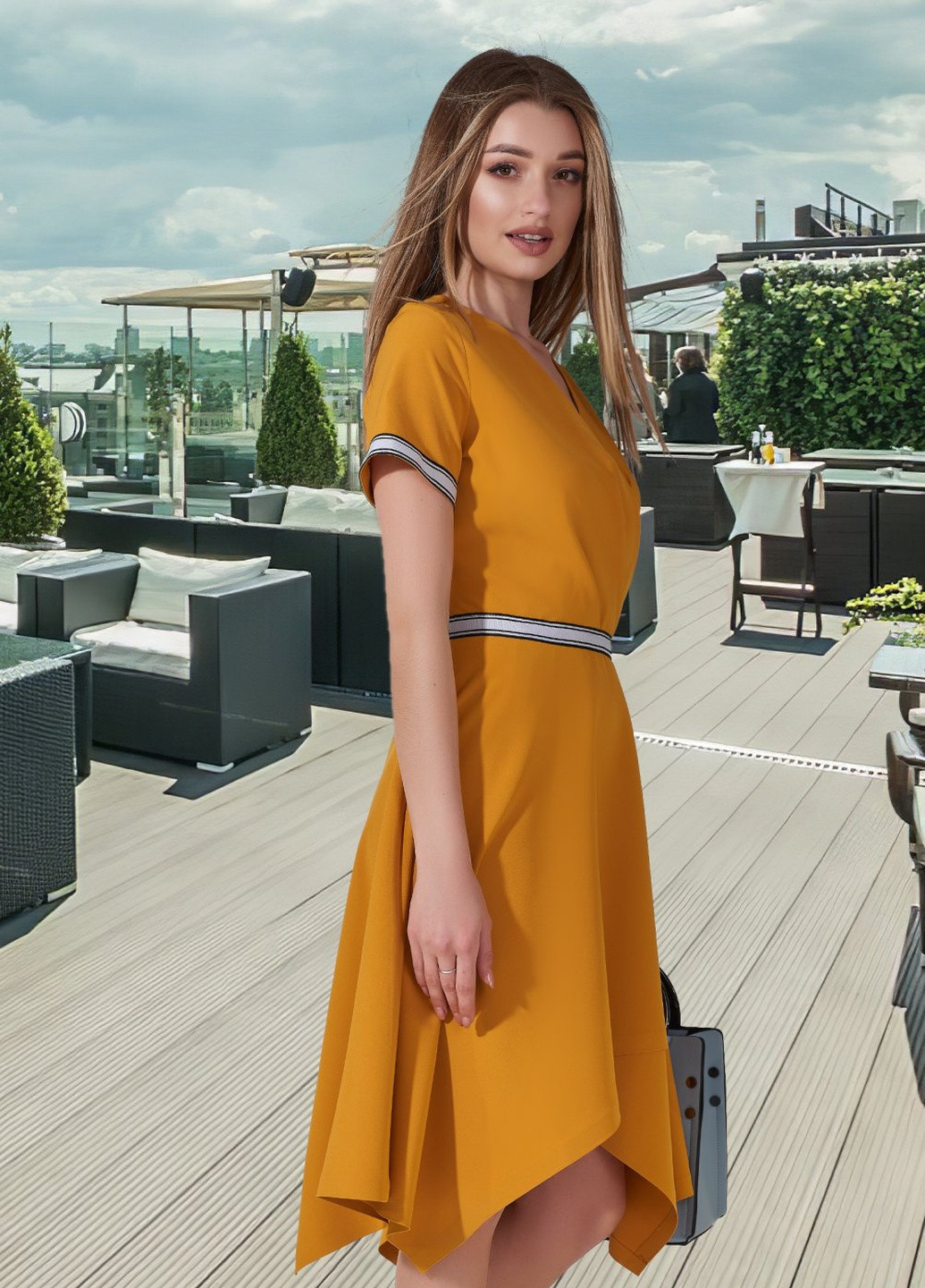 Коричневое сукнi норма стильна асиметрична сукня (ут000052066) Lemanta