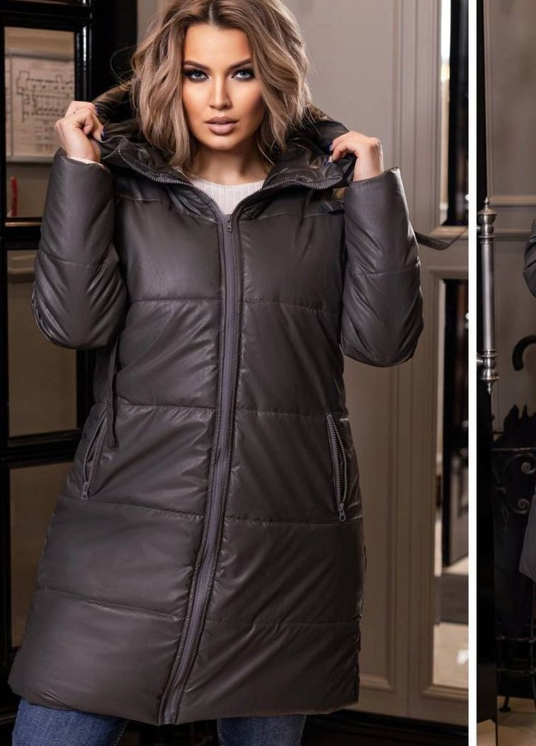 Чорна зимня жіноча куртка стьогана з капюшоном No Brand