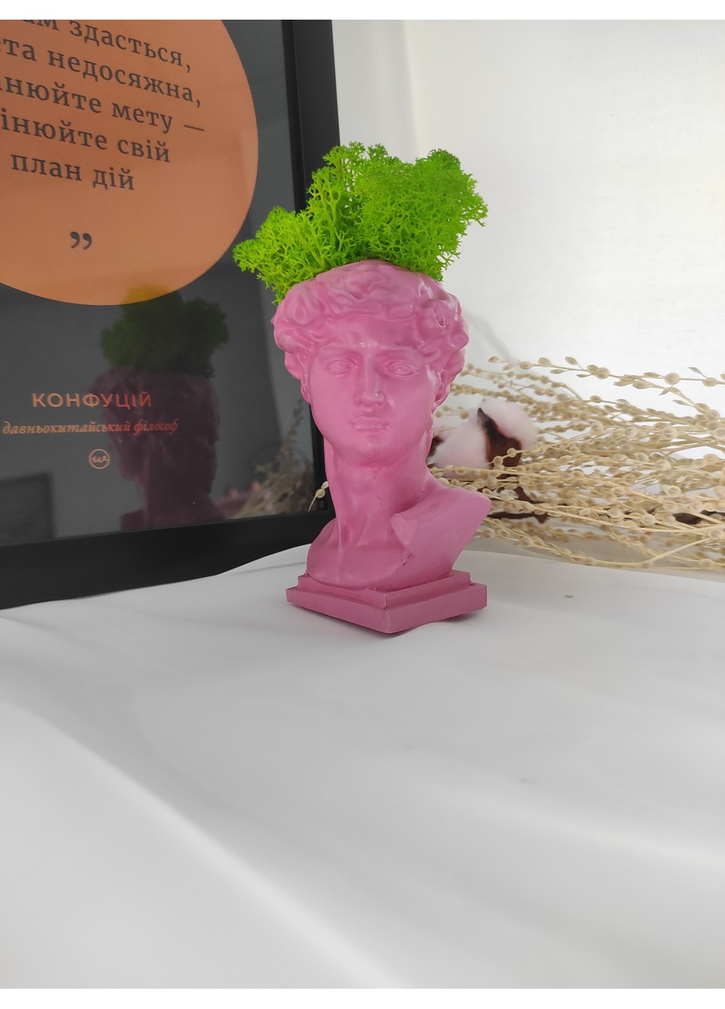 Кашпо Давид со светло-зеленым мхом, розовый Trensi (258330525)