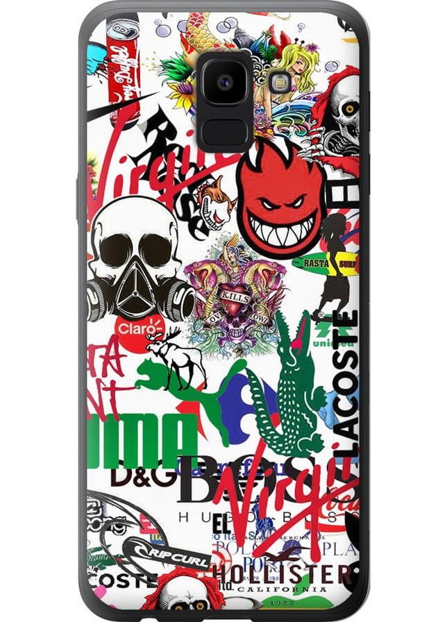 Силиконовый чехол 'Many different logos' для Endorphone Samsung Galaxy J6 2018 (257954065)