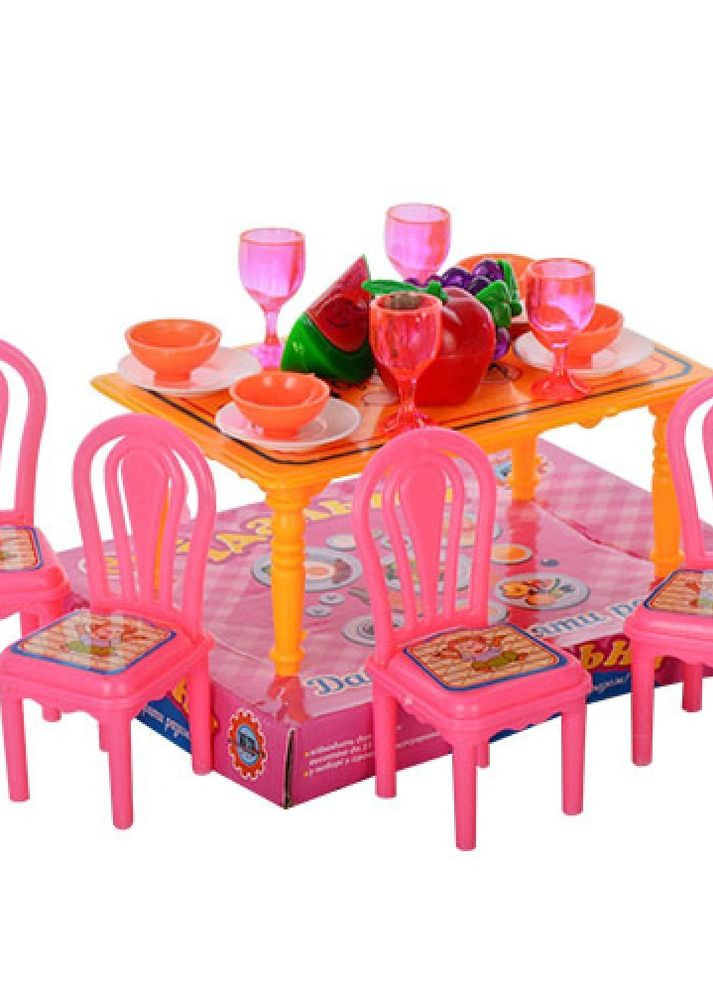 Набор Столовая для игрушек (967). Стол, 4 стула, продукты Metr+ (262291083)