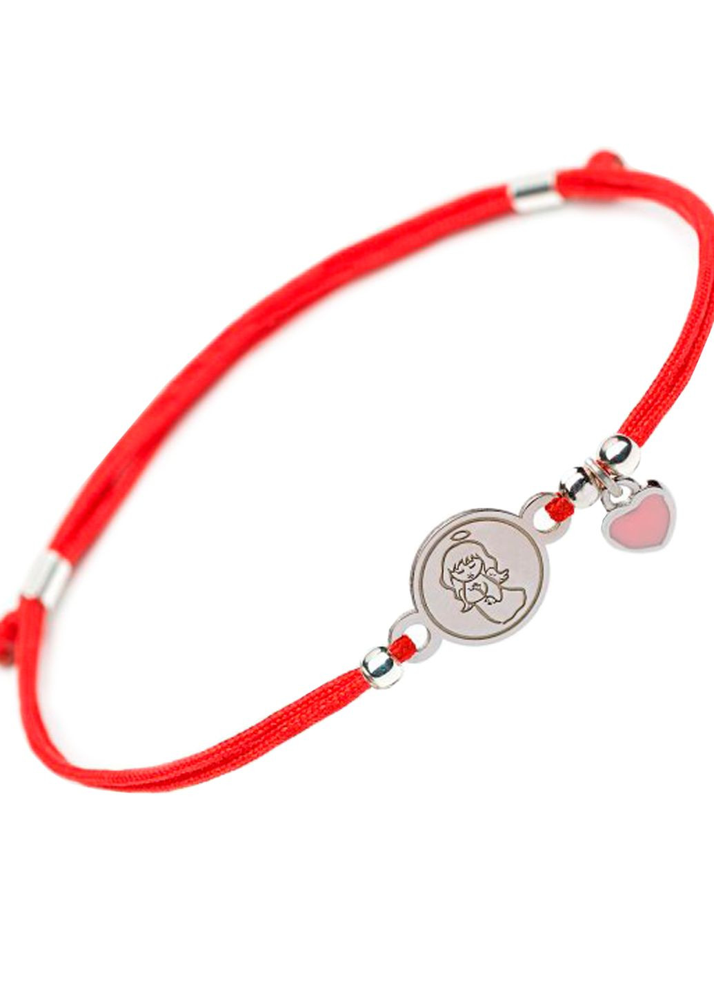 Дитячий Срібний браслет на червоній шовковій нитці Ангел Дівчинка з серцем Family Tree Jewelry Line (266339294)