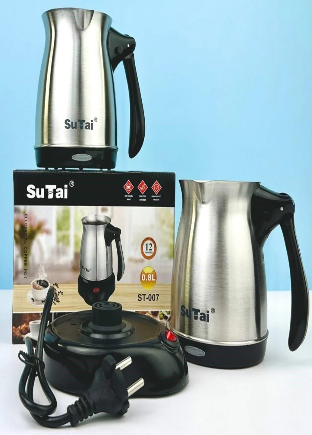 Електрична турка кофеварка 0.8л 800 Вт Su Tai ST-007 зі складною ручкою No Brand (276401381)
