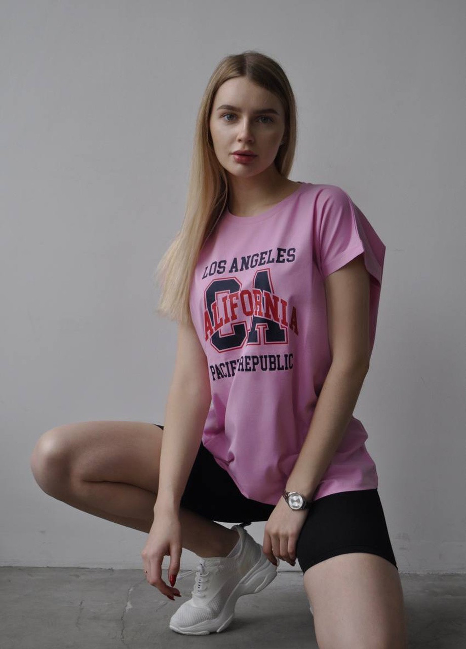 Розовая женская футболка хлопок No Brand