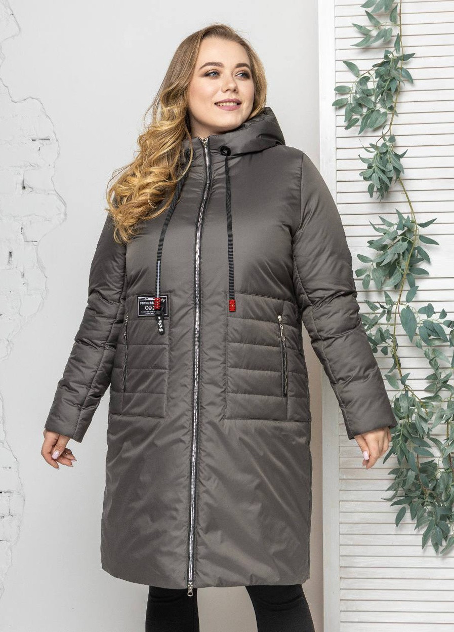 Оливкова (хакі) демісезонна жіночі куртки великих розмірів осінні SK