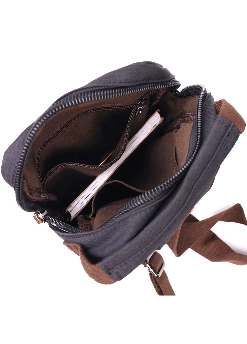 Необычная плечевая сумка для мужчин из плотного текстиля 22187 Черный Vintage (267932158)