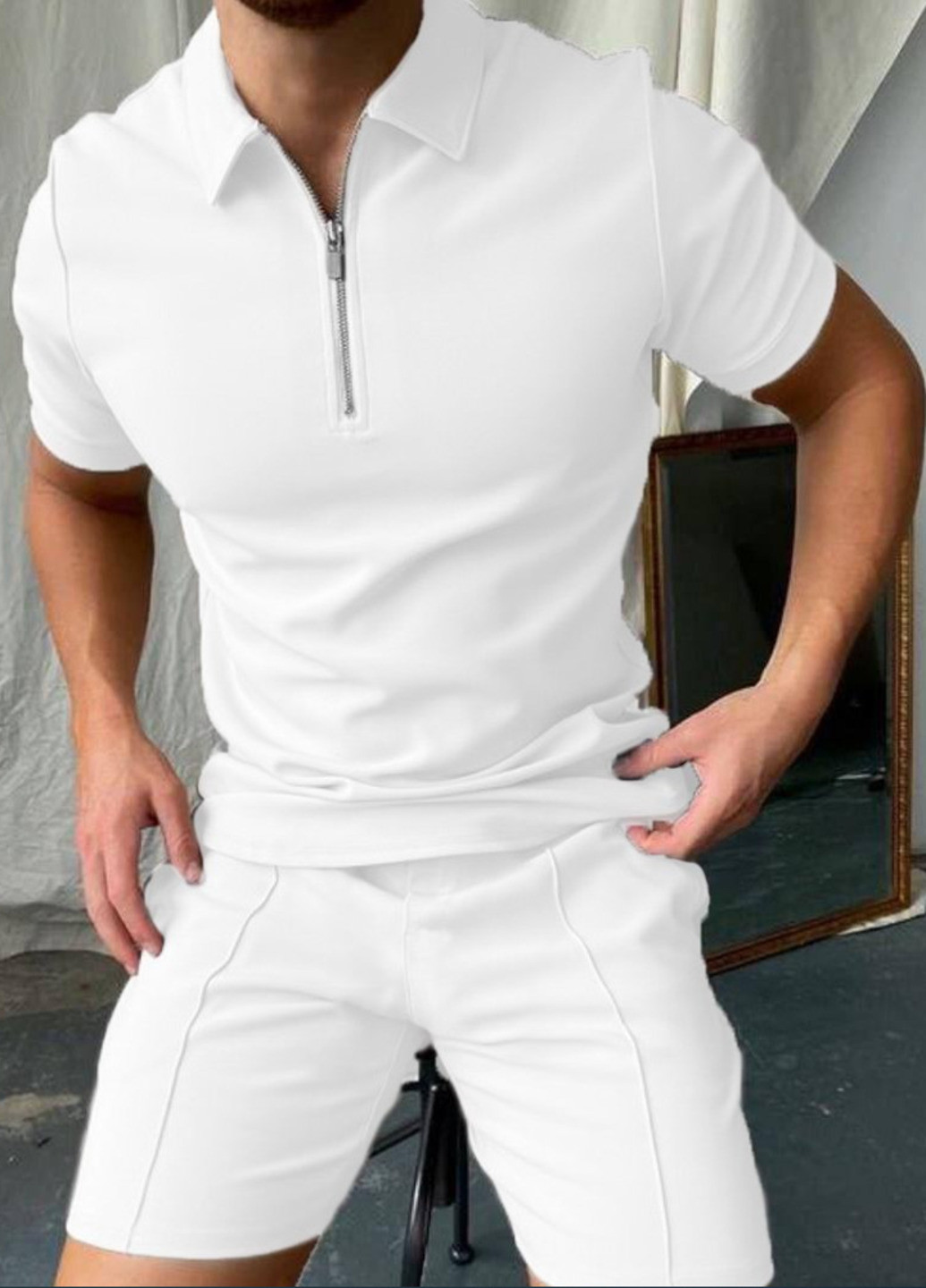 Белый костюм поло и шорты ShopnGo