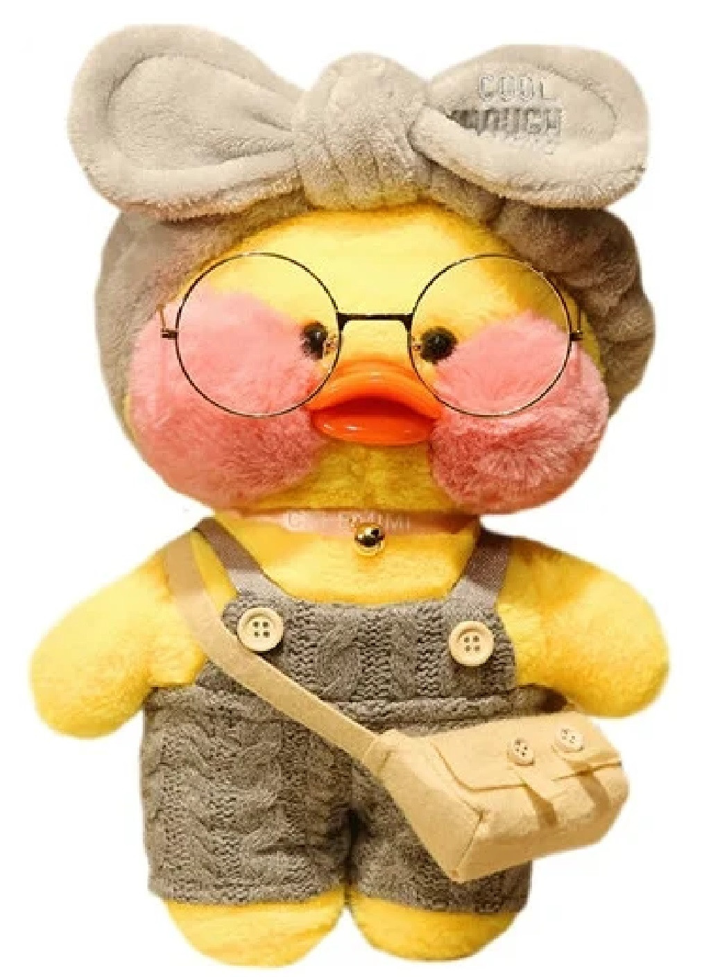 М'яка плюшева компактна іграшка для дітей дівчаток хлопчиків качечка Лалафанфан 30 см (475307-Prob) У сірому комбінезоні Unbranded (265403175)