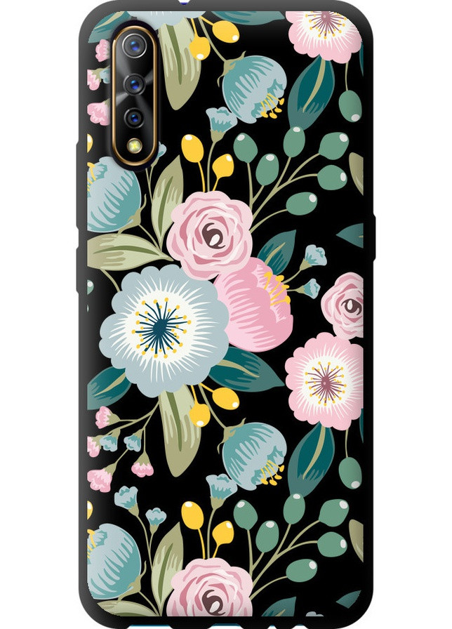 TPU чорний чохол 'Квіткові шпалери v2' для Endorphone Vivo V17 Neo (258083923)
