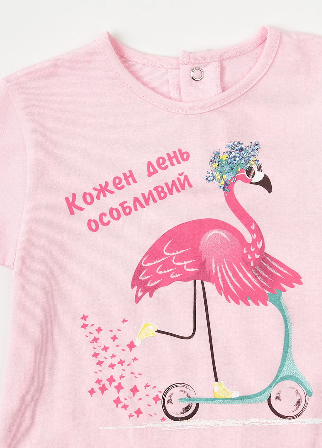 Рожева літня футболка рожева "фламінго" KRAKO