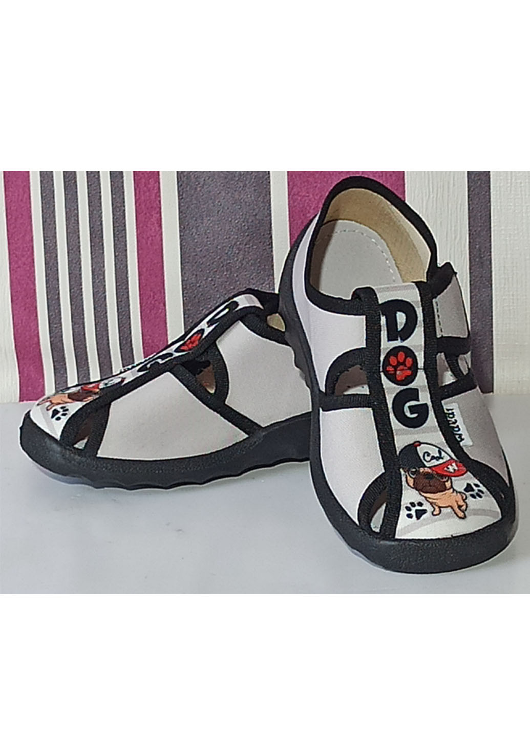 Светло-серые тапочки для мальчика текстильные паша dog 21-13.4см 22-14см 23-14,5см 24-15см 25-15,7см 26-16,5см Waldi