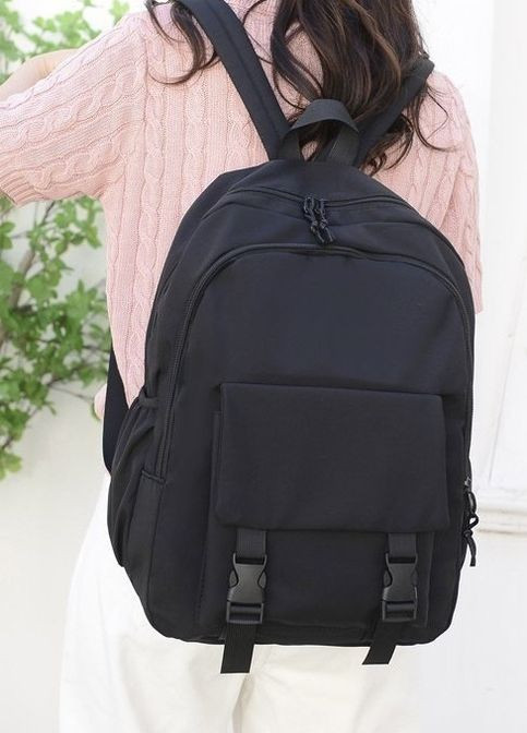 Рюкзак с карманами 658 мужской женский детский школьный портфель черный No Brand (275998149)
