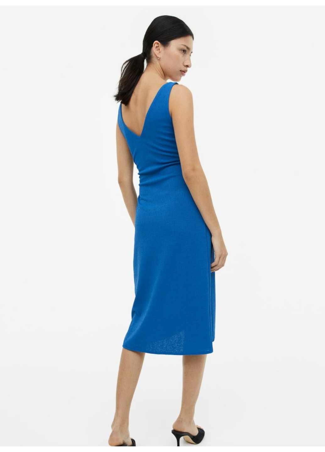 Синее праздничный женское платье на запах (55642) 34 синее H&M